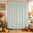 thumbnail image 2 of Teal Green Lines Shower Curtain Set - Extra Long 72" x 96" Washable Bathtub Curtain with 12 Hooks, Modern Vertical Striped Farmhouse Retro Waterproof Fabric Stall Shower Curtains for Bathroom Décor, 2 of 8