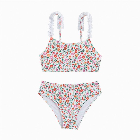 Ymyiu Swim Suits for Teens Girls Girl's 2 Piece Swimsuit Strap Bikini Sets Beach Bathing Suit Swimwear for Teen Kids Size 11-12 Years (Beige,11-12 Years)