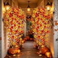 thumbnail image 7 of YAWUBT Artificial Mums for Outdoors Hanging Fall Flowers Faux Silk Daisy Flowers Autumn Decoration Orange Yellow Fake Plants Eucalyptus Realistic for Outside Home Indoor Planter Porch Yard Decor, 7 of 7