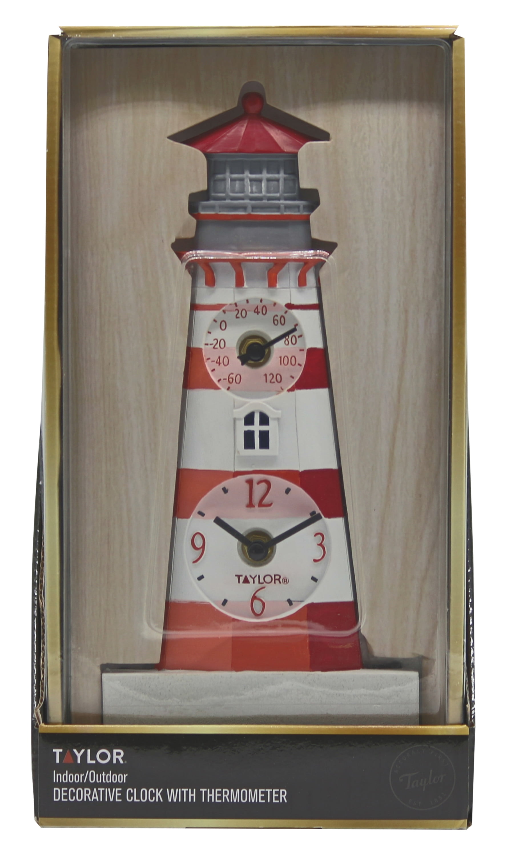 Taylor Precision Products 12-inch Lighthouse Clock with Thermometer