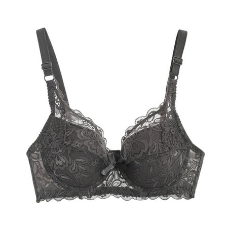 Lovzfmll Plus Size Comfortable Beathable Seamless Bra for Women Bras with Soft Sexy Oversized Thin Without Sponge Lingerie Lace Large Chest Appears Smaller Bra Ultra Dark Gray 2XL 95C