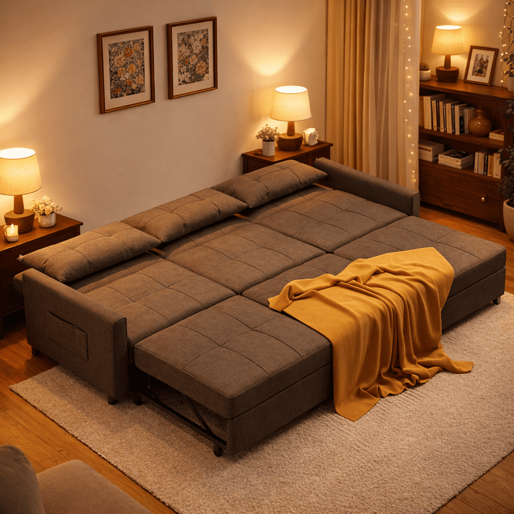 Convertible Sofa Bed, 3 Seater Sectional Sleeper Sofa with Adjustment Backrest & Side Pocket, Pull out Couch for Living Room, Bedroom, Apartment, Dark Gray