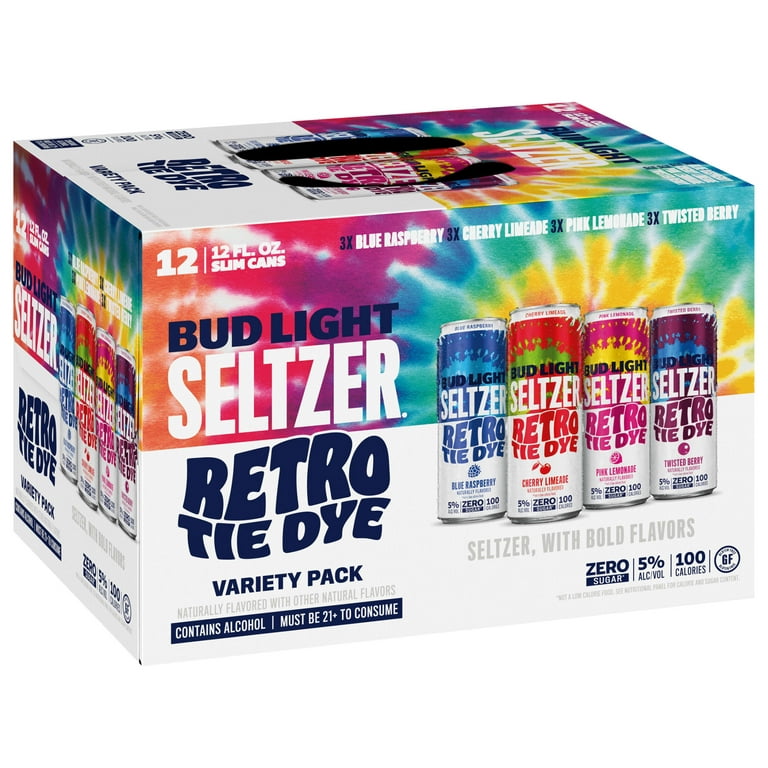 Bud Seltzer Retro Tie Dye Hard Seltzer Variety Pack, 12 Pack 12 fl. oz. Cans, 5 % ABV - Walmart.com