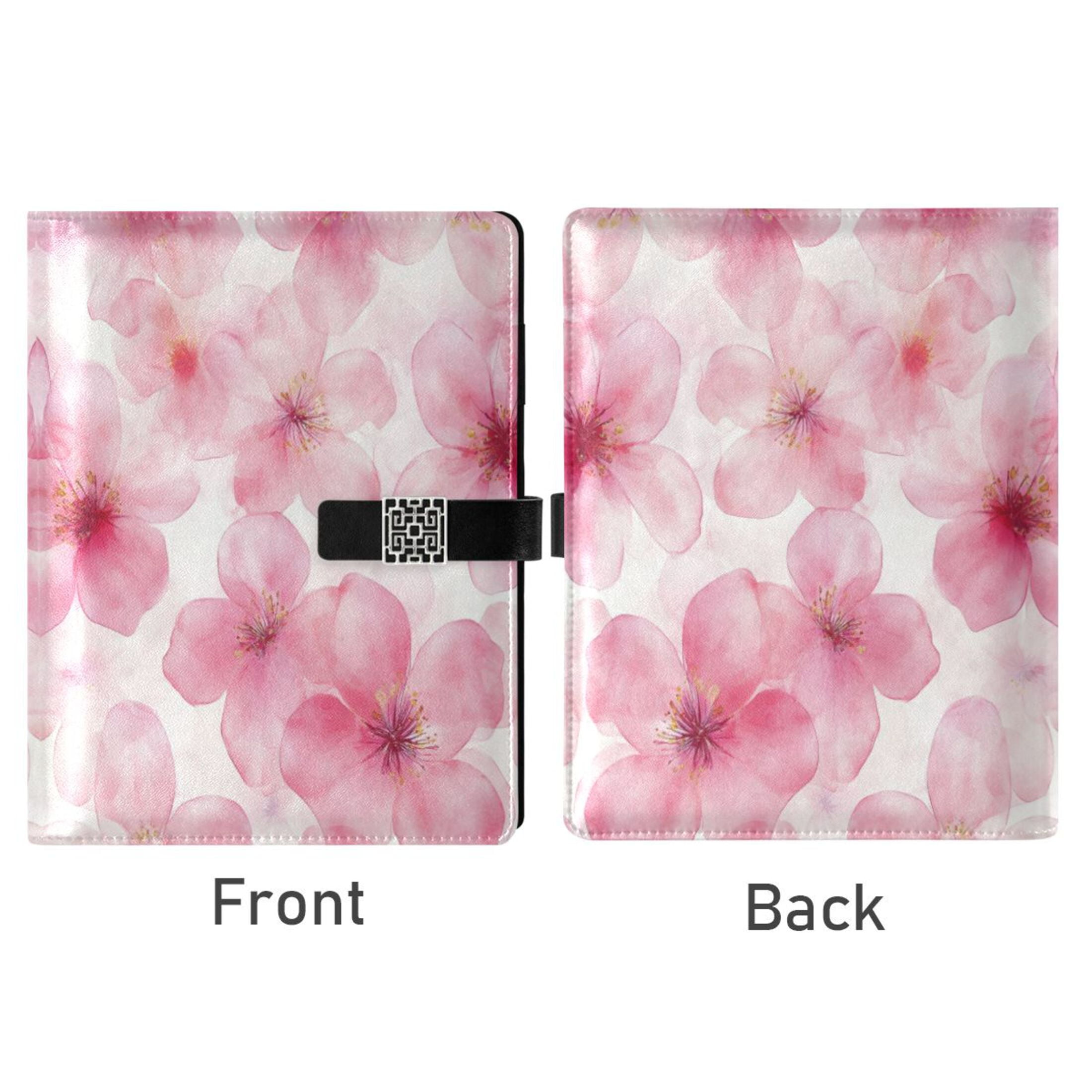 Leather Planner Leather Notebook Notebook Journal Binder Design Pen Pocket Design Convenient for Storage Beautiful Pink Flower