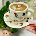 thumbnail image 5 of Ceramic coffee cup, lovely pink lady cup with saucer, suitable for office and home, dishwasher and microwave safe (250ml)., 5 of 5