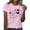 Pink, variant on Women Graphic Round Neck Short Sleeve T-Shirt Vintage Humor Music Notes Butterflies Casual Basic Comfy Loose Summer Top, White L