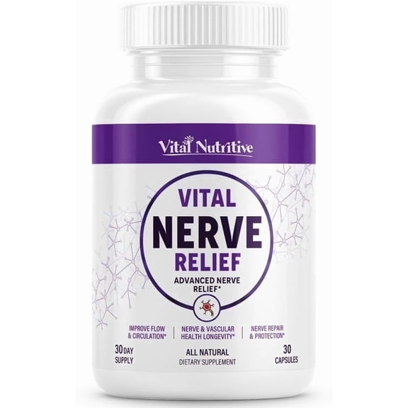 Vital Nerve Relief – Daily Support Supplement for Nerve Wellness – Vegan, Non-GMO, Gluten-Free, Sugar-Free – 30-Day Supply