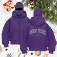 thumbnail image 2 of vigerakr Hoodie Jacket Zip Up Fashion "NEW YORK" Print Double Layer Hoodies Outerwear Jacket Y2K Sweatshirt for Women (Purple, M), 2 of 4
