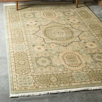 Unique Loom Palace Collection Area Rug - Amber (6' 1" x 9' Rectangle Light Green/Cream)