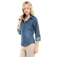 thumbnail image 6 of Made by Olivia Women's Roll up Sleeve Button Down Chambray Denim Shirt, 6 of 7