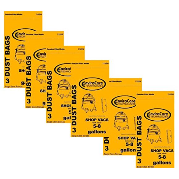 18 Sacs d'Aspirateur d'Atelier Type E 3-5 Gallons pour Liquides/secs 9066100