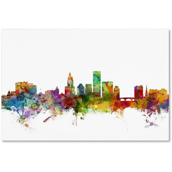 Trademark Fine Art "Providence Rhode Island Skyline" Canvas Art by Michael Tompsett