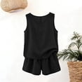 thumbnail image 6 of NMMUED Women's Summer 2 Piece Outfits Sets Cotton Linen Sleeveless Tank Top and Casual Shorts with Pocket Linen Sets for Women 2 Piece Black L, 6 of 8
