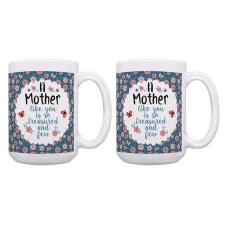 

ThisWear Gifts for Mom a Mother Like You Is so Treasured and Few Mom Birthday Gifts Mom Gift Set Mothers Gifts 2 Pack 15oz Coffee Mugs Floral