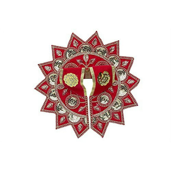 Ladoo Laddu Gopal Dress Cloth Bhagwan Poshak of Indian God Bal Krishna Dev Vastra for Metal Idol Statue (Size:- 4 No. Dia :- 8") (Red)
