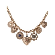 Jessica Simpson Women's Heart Charm Necklace with Figaro Chain, 18" + 3" Extender
