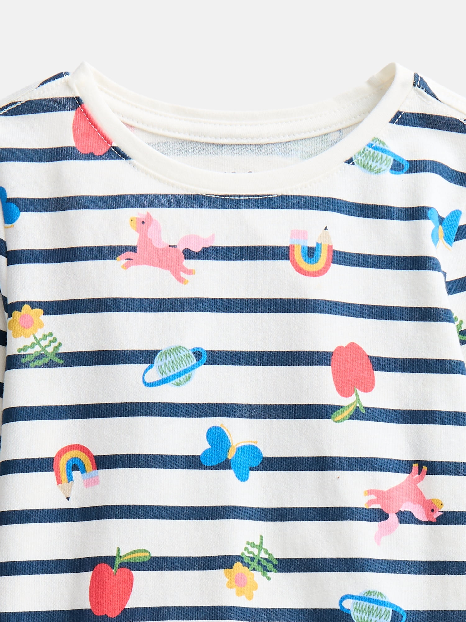 Wonder Nation Baby and Toddler Girls' Crewneck Tee with Long Sleeves, Sizes 0M-5T