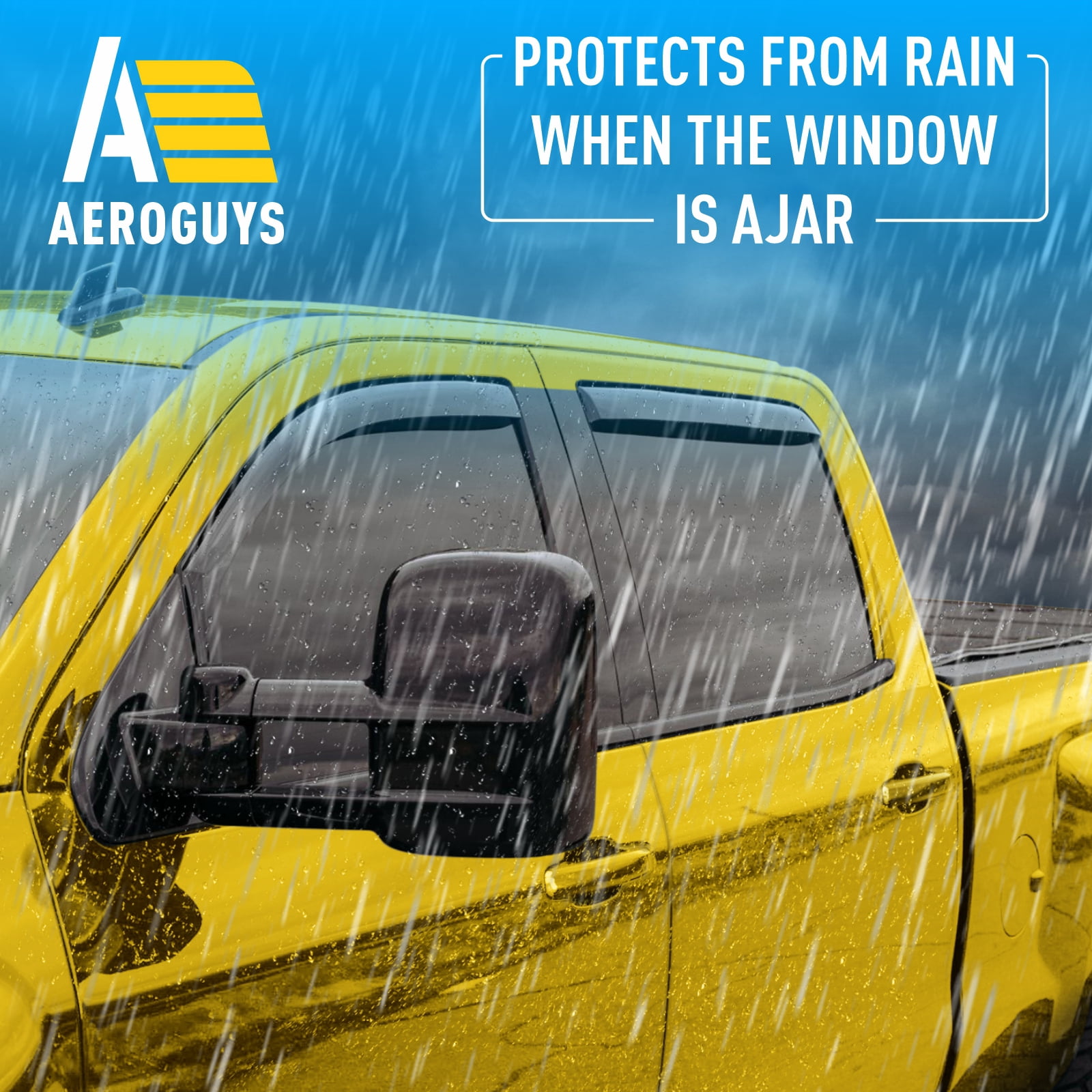 AEROGUYS Extra Durable Window Deflectors In-Channel Window Visors Rain Guards Fit for Chevy Silverado 1500 2014-2018 Crew Cab, Sun Visors, Wind Vent Visors, Car Accessories - 4 pcs. AG0758