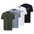 thumbnail image 1 of s.Oliver Camiseta para hombre, pack de 4 - básica, estampado logo, cuello redondo, algodón Blanco/verde oscuro/gris claro/negro 3XL (XXX-Large), 1 of 5