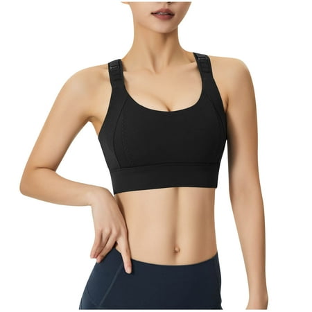 ATOYSOY Women s Everyday Bra Sports Bra Yoga Running Activewear Slim Basic Tank Tops Clearance Bralette Solid Color Underwear Teens Push Up Workout Comfort Bra Breathable Black S