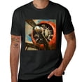 thumbnail image 2 of Wuche Art retro airplane propeller poster airplane engine painting, design shirt, art display, outer space T-shirt gift casual breathable men, women, boys and girls Black, 2 of 4