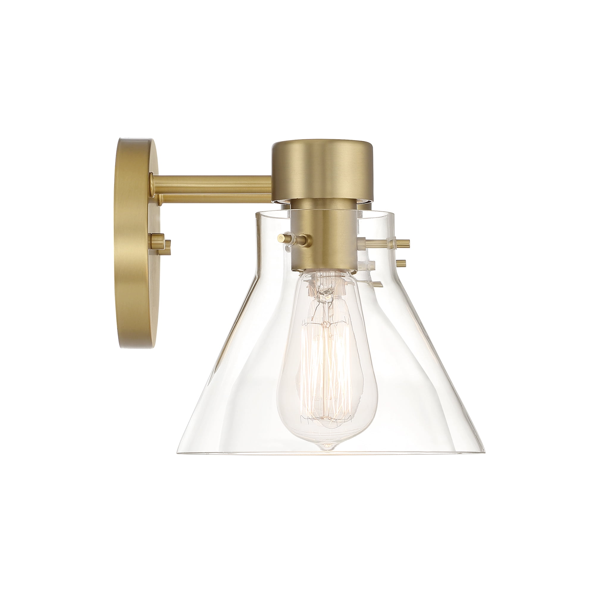 Designers Fountain Willow Creek 16.5 inch 2-Light Brushed Gold Contemporary Bathroom Vanity Light Fixture with Clear Blown Glass Shades, D204M-2B-BG