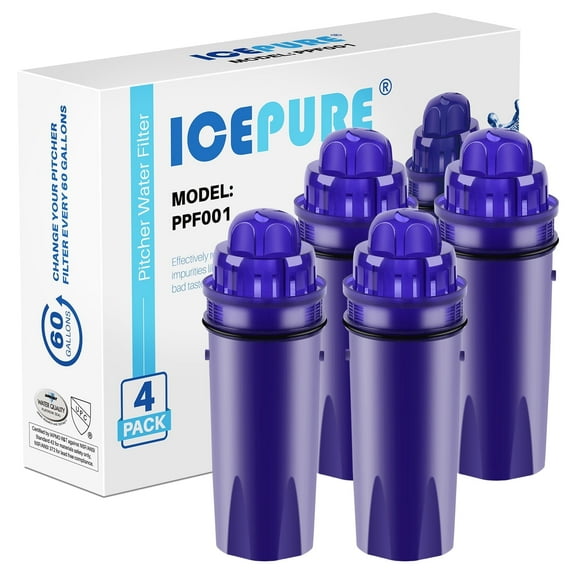 ICEPURE Pitcher Water Filter Replacement for CRF950Z, CRF-950Z, PPF900Z, PPF951K, PPT700W, CR-1100C, CR1100CV, DS-1800Z, PPT711W, PPT711B, PPT111W Pitcher and Dispensers System, 4PACK
