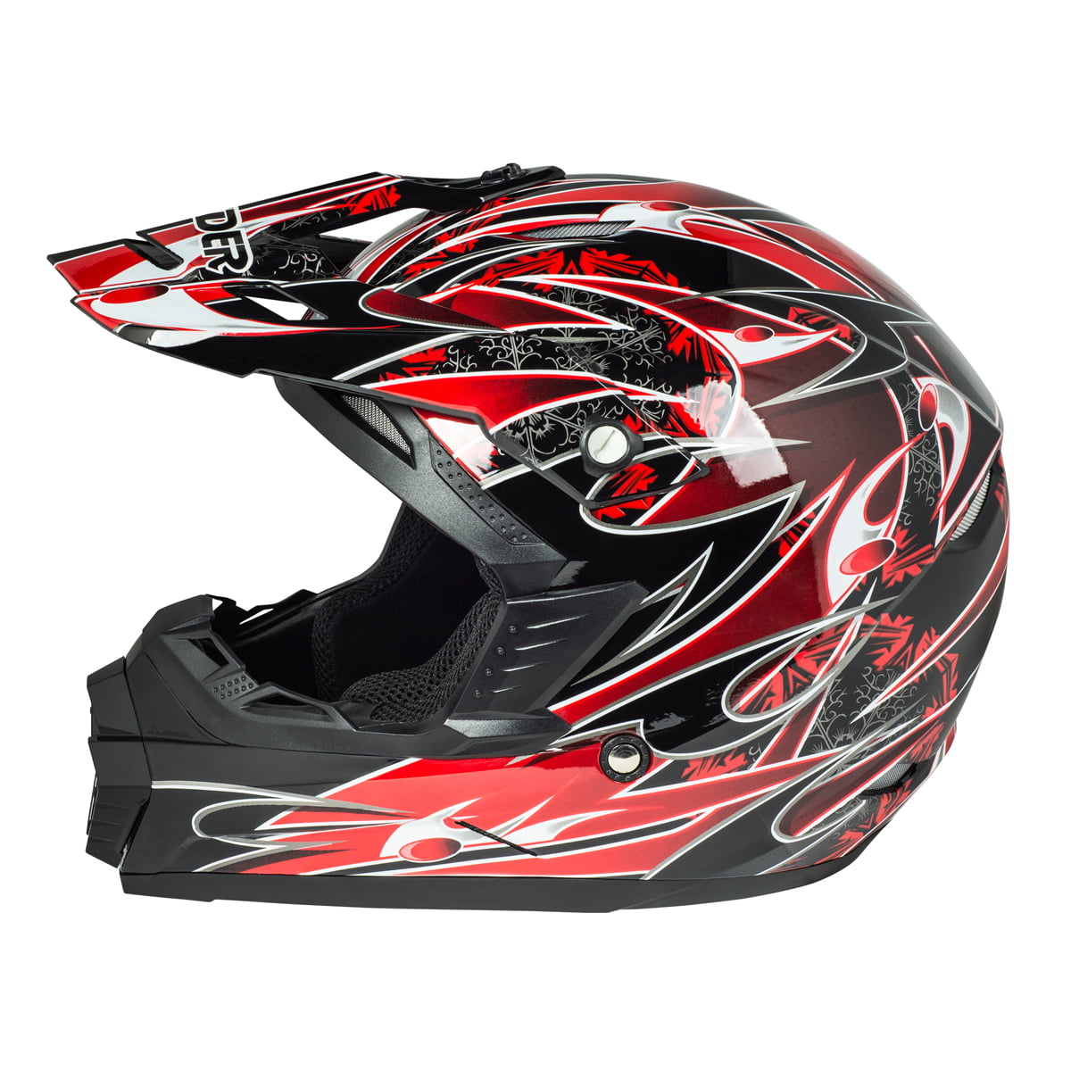 Blue or Silver Red Adult Raider Wildfire Helmet MX / ATV DOT Matte Black 
