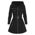 thumbnail image 2 of Lovskoo Military Parka Jacket for Women Trendy Warm Faux Coat Hooded Jacket Winter Zipper Solid Long Sleeve Outerwear Black, 2 of 5