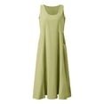 thumbnail image 4 of Ruyang Summer Dresses for Teen Girls Cotton Linen Crewneck Sleeveless Tank Dresses Beach Vacation A-line Swing Dresses, 4 of 5