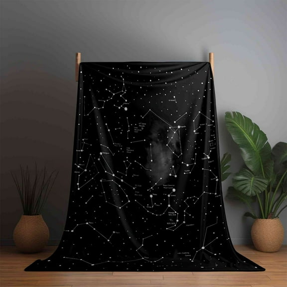 1pc Soft and Cozy Room Decor Blanket Constellation, Nebula, Night Sky Pattern Flannel Blanket, Quilt Set, Bedroom Decoration and Accessories, Holiday Gift for Sofa, Bed, Car, Office, Camping