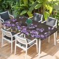 thumbnail image 2 of Purple Flowers Table Cloths for 4 Foot Rectangle Tables, Butterfly Spring Floral Wooden Farmhouse Patio Waterproof Elastic Fitted Tablecloths, Washable Rectangular Table Cover for Camping, 2 of 8