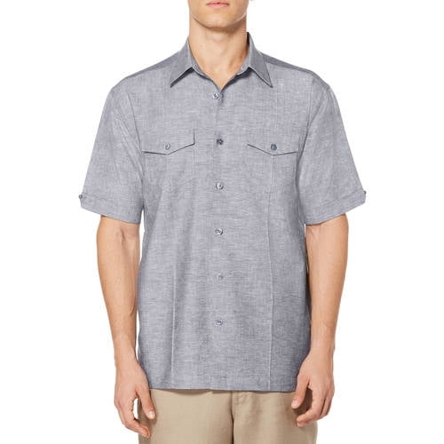 Big Men's Two-pocket Linen Short Sleeve Sport Shirt - Walmart.com