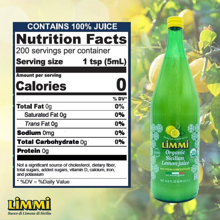 Limmi, Organic Sicilian Lemon Juice, 33.8 fl oz, Not from