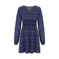 thumbnail image 3 of Cameland Robes Boho pour Femmes Contrôle du Ventre Robe à Manches Longues pour Femmes Col en V Ample Mini Évasée Robes Tendance, 3 of 5