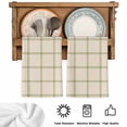 thumbnail image 5 of Beige Plaid Kitchen Towels Set of 1, Vintage Grid Stripe Minimalist Art Linen Absorbent Dish Towels for Kitchen, Microfiber Hand Towel, Quick Drying Tea Towel for Cleaning Decorative Dishcloths, 5 of 7