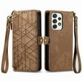 thumbnail image 2 of Nalacover Case for Samsung A32 5G, with RFID Blocking Card Slot Holder, Magnetic Flip Folio Purse Case, PU Leather Zipper Handbag with Detachable Lanyard Strap for Samsung Galaxy A32 5G, Brown, 2 of 12