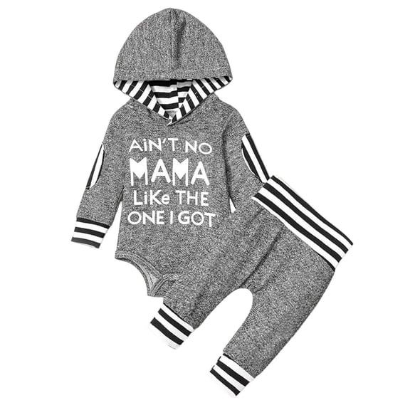 Ulanda Baby Boy Clothes Set Newborn Long Sleeve Tops Pants Hat Infant Boys 3Pcs Outfit Sets (Light Gray, 0-3 Months)