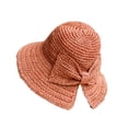 thumbnail image 1 of Qarigey Lady Summer Sombrero de paja Bowknot Floppy Wide Brim Sun Hats Playa Deporte Ahuecado Plegable De moda para damas adultas Sombreros Naranja M (56-58 cm), 1 of 6