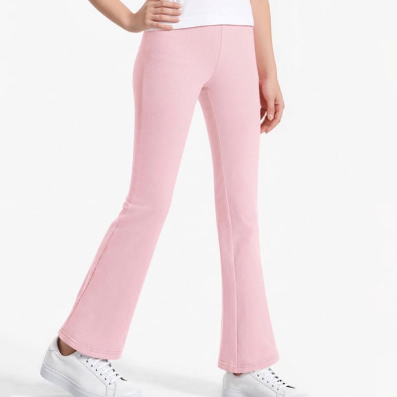 Babcutegg Pants for Kid Girls Elastic Waist Wide Leg Full Length School Uniform for Kids Pink Size 12