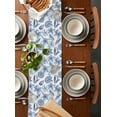 thumbnail image 2 of Blue Coastal Table Runner Cotton Linen 108 Inch Holiday Dresser Scarves, Shell Floral Ocean Retro Tablerunner for Kitchen Coffee Dining Bedroom Home Living Room Dinner Scarf Décor 13''x108'', 2 of 9