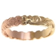 thumbnail image 5 of 14k yellow rose gold 2 tone custom hand engraved Hawaiian scroll maile ring 4mm cut out size 9.5, 5 of 8