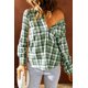 thumbnail image 4 of ABPHQTO Chaqueta de mujer verde con capucha y cordón a cuadros, 4 of 5