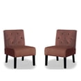 thumbnail image 3 of 53" Rose Velvet Armless Accent Chairs with Button Tufted Pattern / Suitable for Corner and Small Home Areas, 3 of 3