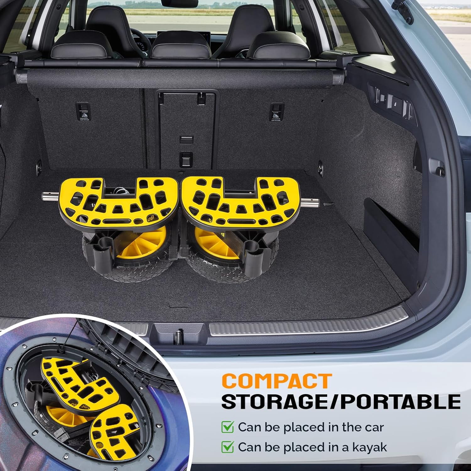 Kayak Cart with10-Inch Kayak Wheels, Canoe Trolley Cart with Adjustable Straps, No Tools Required for Easy Assembly All-Terrain for Kayaks, Canoes, Paddleboards