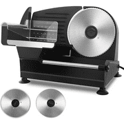 FOHERE Meat Slicer, 200W Deli & Food Slicer With Three 7. 5inch Stainless Steel Blades and Food Tray, Black