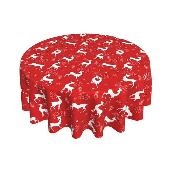 VerPetridure 60 Inches Round Wipeable Christmas Table Cover For Indoor And Outdoor Waterproof Decoration Tablecloth