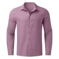thumbnail image 4 of Ketyyh-chn99 Men's T-Shirts Shirts Cotton Long Sleeve Shirts Regular Fit Long Sleeve Flannel Shirt Pink,M, 4 of 5