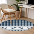 thumbnail image 4 of Farmhouse Blue Plaid Round Area Rug 3Ft Washable Small Circle Rugs for Kitchen Entryway, Vintage Country Cock Checkered Non-Slip Carpet Floor Mats Indoor Outdoor Carpet Runner Aesthetic Home Decor, 4 of 8