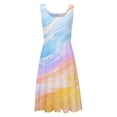 thumbnail image 4 of Vestido informal de mujer con cuello redondo estampado y tirantes - Largo hasta la rodilla, corte A, poliéster/spandex, versátil para la playa/fiestas/uso diario, tallas S-XXL, 4 of 4